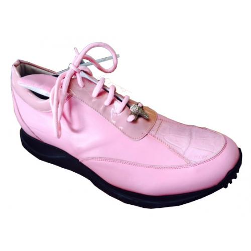 Mauri "8761" Pink Genuine Baby Crocodile / Patent Leather / Nappa Sneakers